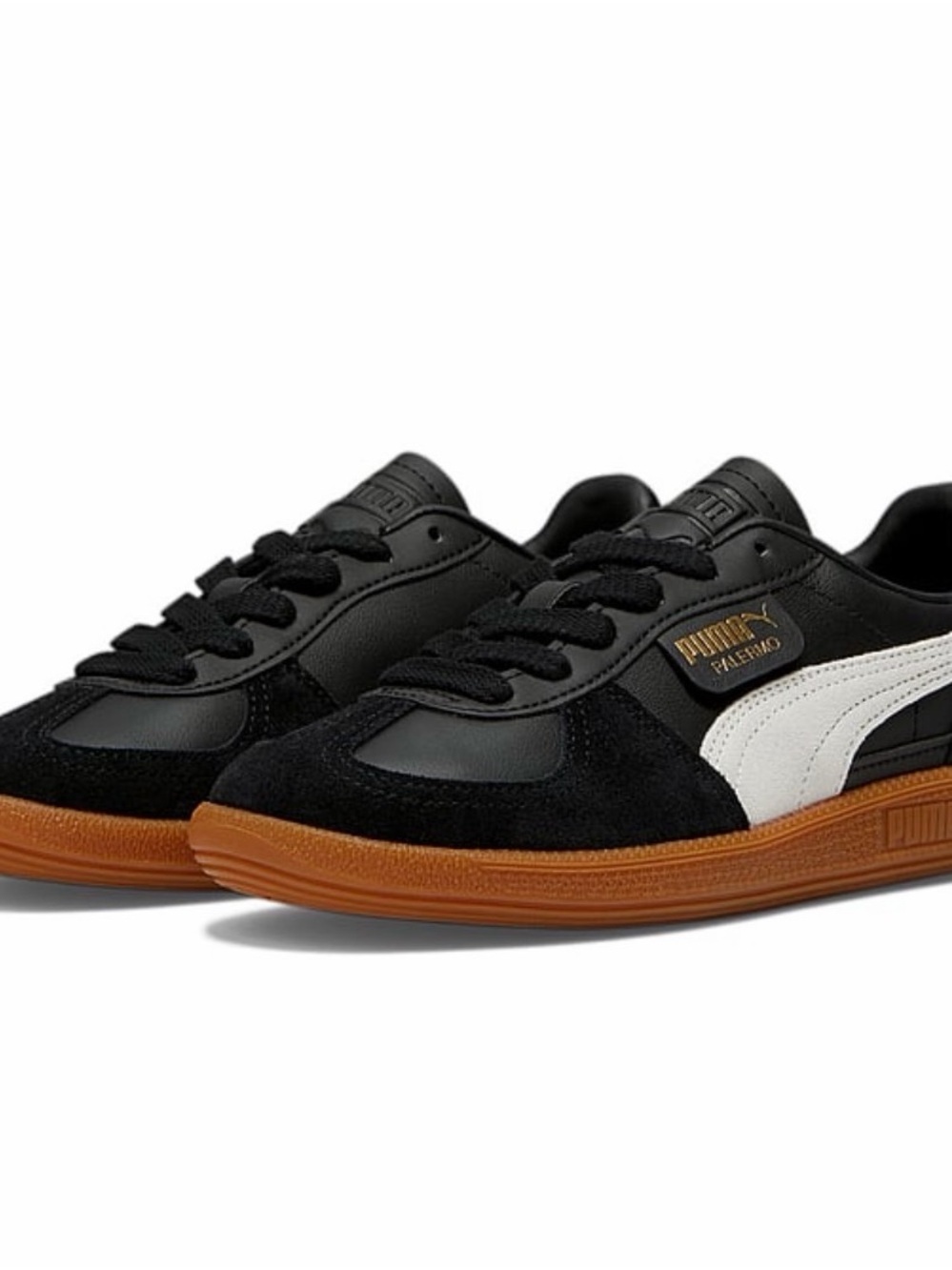 Puma Black, White & Gum Palermo Low Sneakers